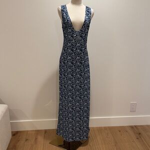 LIONESS Blue Floral Maxi Dress with side zip
